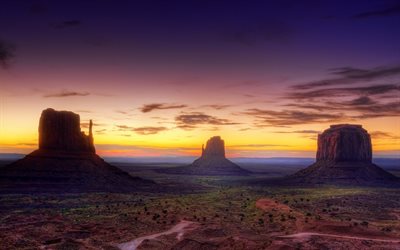 desierto, estados unidos, monument valley, el valle del monumento, puesta del sol