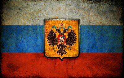 grunge, the flag of russia, symbolism, the coat of arms of russia