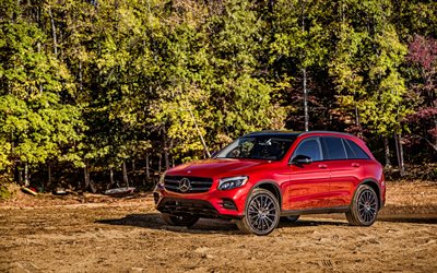 rouge, mercedes, x253, amg, glc-class, 2015, véhicules multisegments