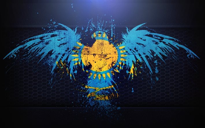 kazakstans flagga, örn, kreativ, symbolik