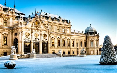 النمسا, belvedere, القصر, فيينا, الشتاء