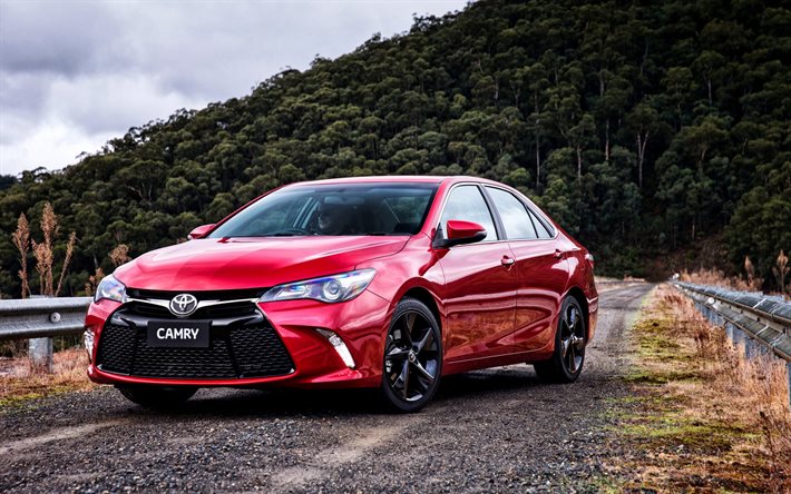 rouge, toyota camry, 2016, des berlines, des toyota camry