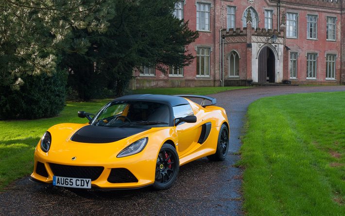 sports cars, 2016, yellow lotus, castle