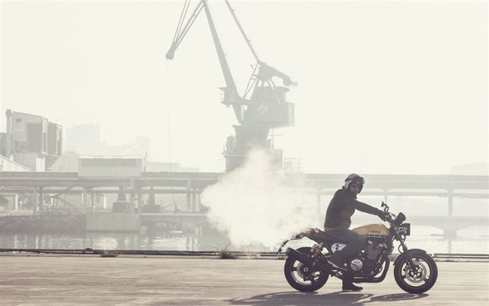मोटरसाइकिल, यामाहा xjr1300, बंदरगाह, 2016, बाइकर, यामाहा