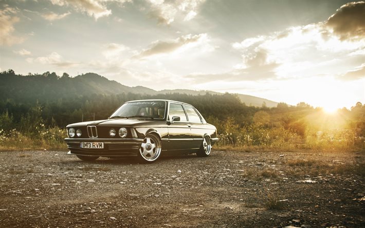 BMW 3-series Coupe, E21, tuning, sunset, stance, BMW