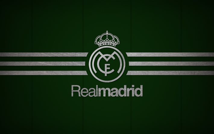 o real madrid, galacticos, clube de futebol, logo, fundo verde, logotipo real
