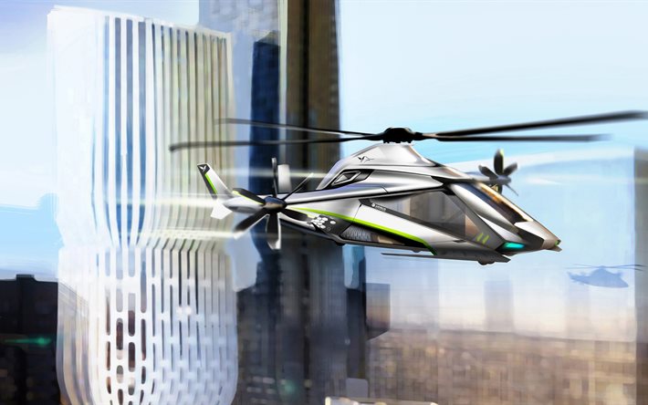clean sky 2, 4k, airbus helikoptrar, lifercraft, koncept