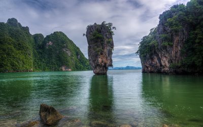 James Bond Island, du rock, de la mer, HDR, Khao, Phing Kan, Thaïlande