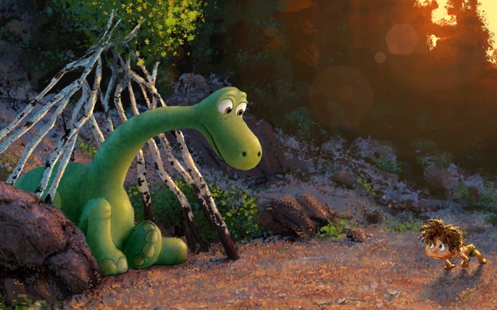 o bom dinossauro, selvagem, pixar, animação 3d
