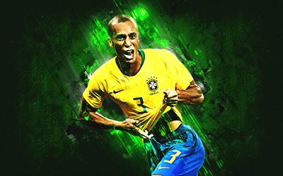 Miranda, grunge, Squadra Nazionale del Brasile, pietra verde, calcio, Joao Miranda de Souza Filho, il gol, la squadra di calcio Brasiliana