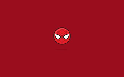 Spiderman, minimal, supereroi, sfondo rosso, Spider-Man, il sorriso, la DC Comics