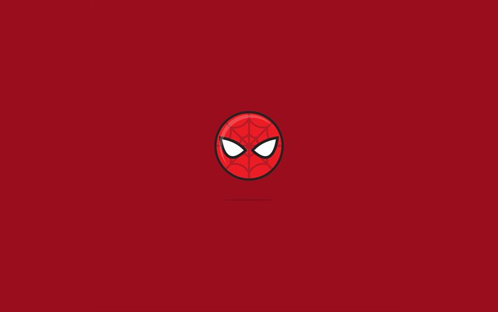 spiderman, minimal, superhjältar, röd bakgrund, spider-man, smile, dc comics