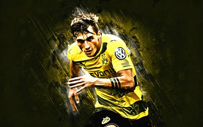 Maximilian Philipp, grunge, le Borussia Dortmund FC, pierre jaune, le football, l'allemand footballeurs, Philipp, BVB, de la Bundesliga, football, néons