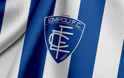 empoli fc, italienische fußball-team, die blau-weiße fahne, emblem, stoff-textur, logo, italienische serie a, empoli, italien, fußball