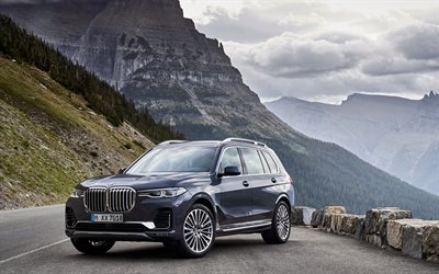 BMW X7, 2019, luxury SUV, business class, new gray X7, German cars, BMW