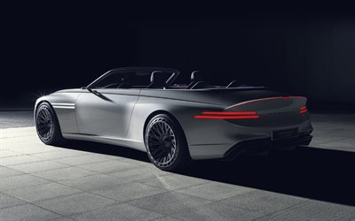 4k, genesis x convertible konzept, 2022, außen, rückansicht, luxus cabrio, weißes genesis x cabrio, südkoreanische autos, genesis