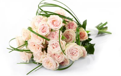Wedding bouquet, pink roses, pink flowers, bouquet of roses