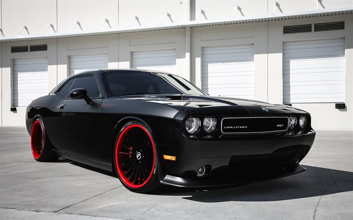 Dodge Challenger SRT, supercars, 2018 coches, coches del músculo, negro Challenger, Dodge
