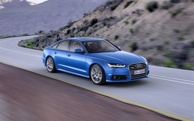 Audi A6 Avant, 4k, yol, 2018 Arabalar, Arabalar, yeni A6 Avant, Alman arabaları, mavi A6, Audi
