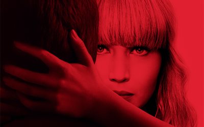 Rojo Gorrión, 4k, cartel, Dominika Egorova, 2018 película, fan art, Jennifer Lawrence