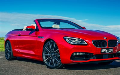 cabriolets, 2016, BMW serie 6, 640i, convertible, rojo bmw