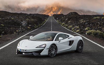 road, 2016, McLaren 570GT, supercars, white McLaren