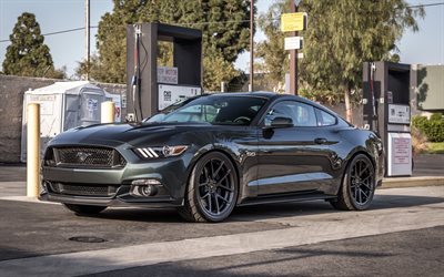 supercars, 2016, la Ford Mustang GT, coupé, Vorsteiner, tuning, gris mustang