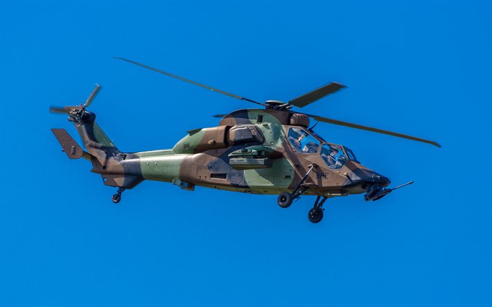 airbus helicopters tiger ec665, helicópteros, aviões de combate, voo, helicóptero de ataque