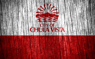 4K, Flag of Chula Vista, american cities, Day of Chula Vista, USA, wooden texture flags, Chula Vista flag, Chula Vista, State of California, cities of California, US cities, Chula Vista California