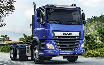 DAF CF 85 6x4, road, 2020 trucks, LKW, Blue DAF CF, cargo transport, DAF CF, highway, 2020 DAF CF, trucks, DAF, pictures with DAF