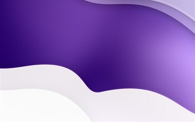 vagues violettes, 4k, minimalisme, créatif, fond abstrait violet, minimalisme des vagues