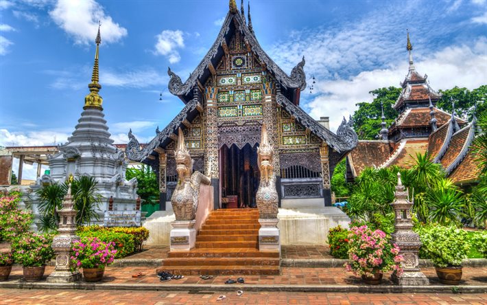 Chiang Mai, dans le temple, l'été, HDR, Thaïlande