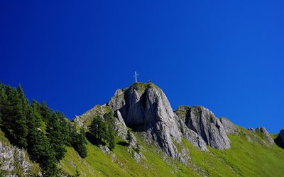 के tegelberg, schwangau, जर्मनी, पहाड़ों, आसमान, परिदृश्य