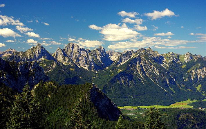 mountains, alps, landscape, forest, the slopes