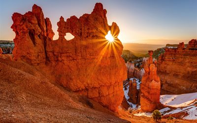 bryce canyon, stati uniti, nazionale, parco, utah, montagne, tramonto, roccia, paesaggio