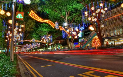 de la rue, de la décoration, noël, orchard road de singapour, orchard road, singapour