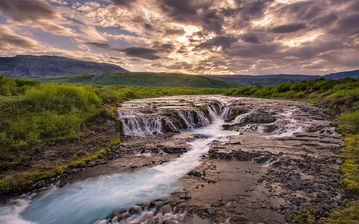 bruarfoss, アイスランド, 川, カスケード, 滝, brahos