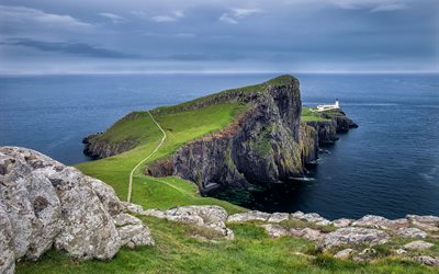 mar, ilha de skye, escócia, paisagem, neist point