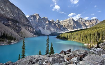 el parque nacional, el paisaje, el lago, banff, en las montañas, canadá