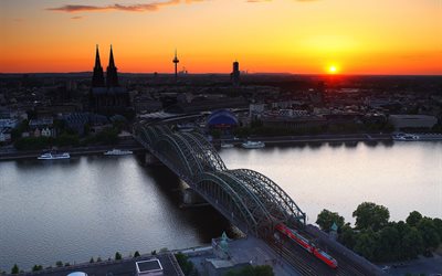 Köln Katedrali, Köln, Almanya, Gün batımı, Alacakaranlık