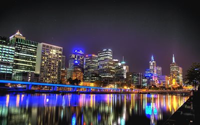 멜버른, 도시, 호주, 밤