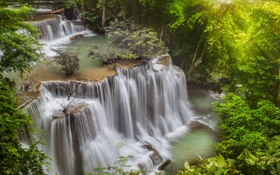 thailand, bäume, cascade, wasserfall