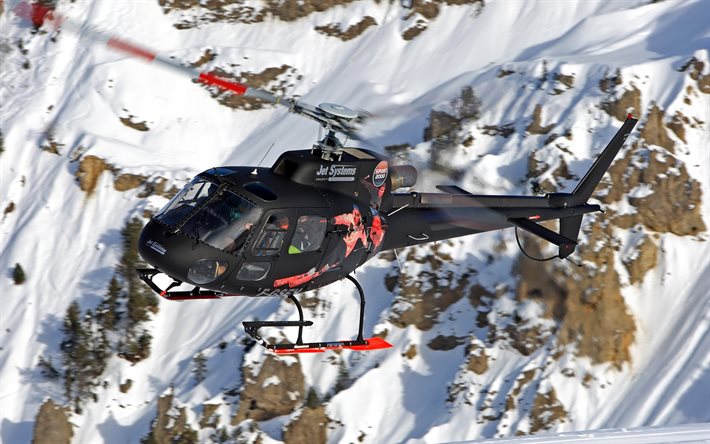 eurocopter, kar, dağlar, as350 b3, uçak helikopter eurocopter, ас350 b3