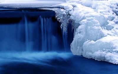 ice, winter, river, cold, waterfall, snow