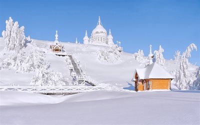 겨울, 세인트 니콜라스의 수도원, belogorsky, 눈