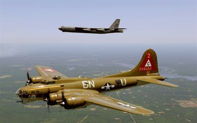 bombers, b-52, flying fortress, b-17, boeing, flying fortresses, flight