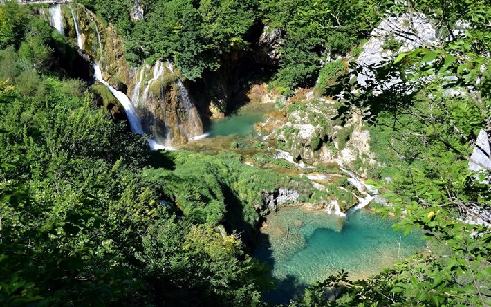 kroatien, nationalpark, vattenfall, plitvice sjöar, plitvicka jezera