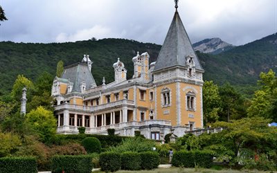 crimea, yalta, massandra palace, mountains, forest