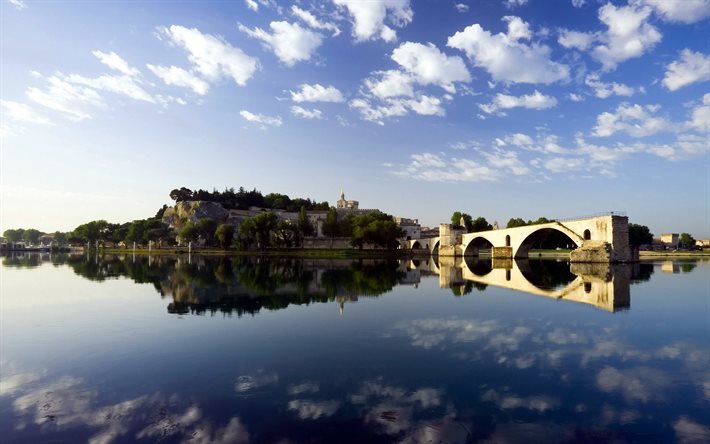 avinhon, فرنسا, القلعة, نهر, افينيون, الجسر