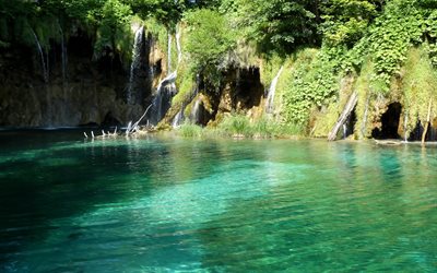 waterfall, croatia, plitvice lakes, the lake, national park